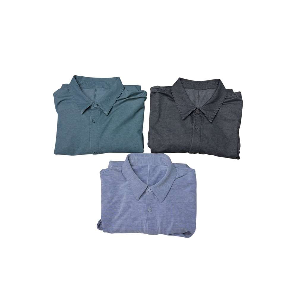 Lot of 3 Lululemon Commission Long Sleeve Shirt Bundle Pack Blue Grey Mens L